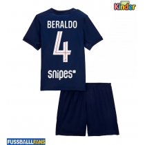 Paris Saint-Germain Lucas Beraldo #4 Heimtrikotsatz Kinder 2025-26 Kurzarm (+ Kurze Hosen)